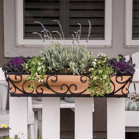 metal window flower box|deck railing window boxes.